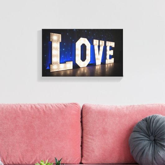 Liefde in licht canvas afdruk (Insitu (Woonkamer))