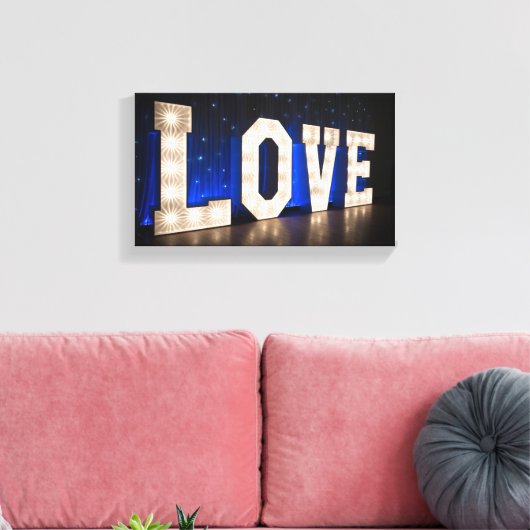 Liefde in licht canvas afdruk (Insitu (Woonkamer))