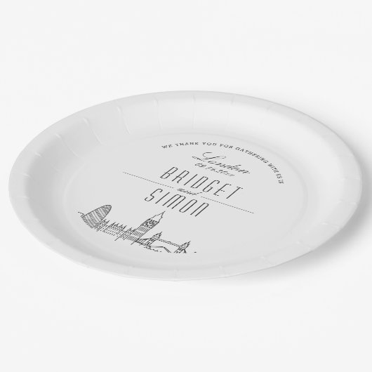 Liefde in Londen Bruiloft Papieren Bordje (Gekanteld)