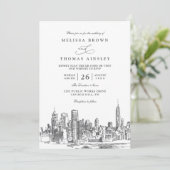 Liefde in New York Elegante Moderne QR Code Trouwe Kaart (Staand voorkant)