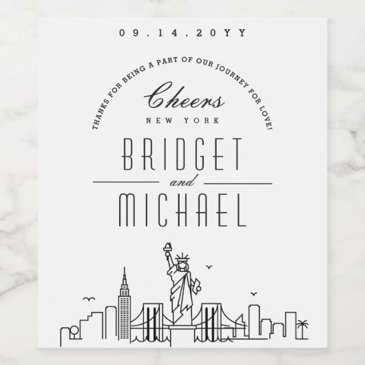 Liefde in New York | Proost & Bedankt! Wijn Etiket (Enkel label)