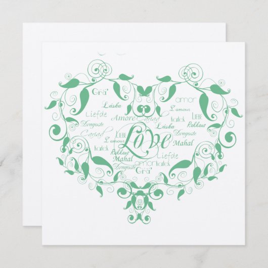 Liefde in om het even welke Groene Aansporing van  Kaart (Voorkant / Achterkant)