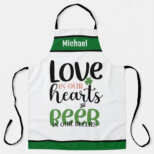 Liefde in onze harten bier schort - Gepersonalisee (Voorkant)