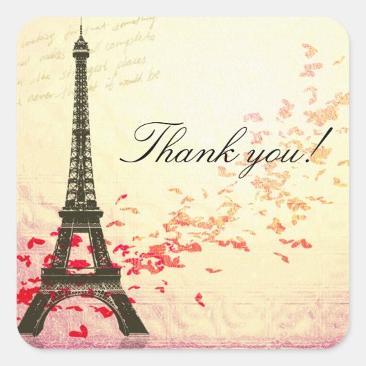 Liefde in Parijs Dank u sticker (Voorkant)