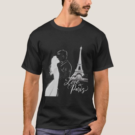 Liefde in Parijs: een tijdloze kus onder de Eiffel T-shirt (Voorkant)