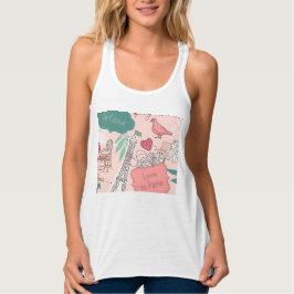 Liefde in Parijs Patroon Roze Tanktop