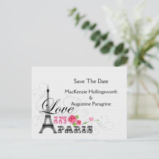 Liefde in Parijs Save The Date Aankondigingskaart (Staand voorkant)