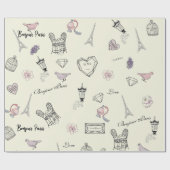 Liefde in Peris Bohemian Chic Floral Traveling Gir Cadeaupapier (Vlak)