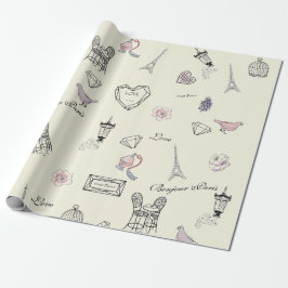Liefde in Peris Bohemian Chic Floral Traveling Gir Cadeaupapier