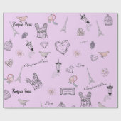 Liefde in Peris Bohemian Chic Floral Traveling Gir Cadeaupapier (Vlak)