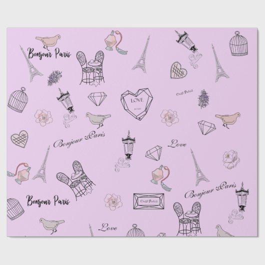 Liefde in Peris Bohemian Chic Floral Traveling Gir Cadeaupapier (Vlak)