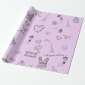 Liefde in Peris Bohemian Chic Floral Traveling Gir Cadeaupapier (Uitgerold)