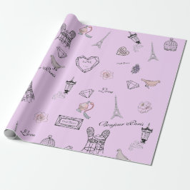 Liefde in Peris Bohemian Chic Floral Traveling Gir Cadeaupapier