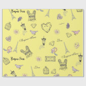 Liefde in Peris Bohemian Chic Floral Traveling Gir Cadeaupapier (Vlak)