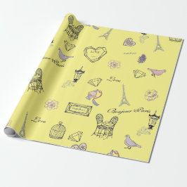 Liefde in Peris Bohemian Chic Floral Traveling Gir Cadeaupapier