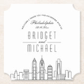 Liefde in Philadelphia | City Skyline Welkom Kartonnen Onderzetters (Voorkant)