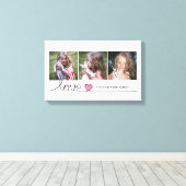 Liefde in Pink Heart Script Custom Photo Collage Canvas Afdruk (Insitu (Houten vloer))