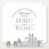 Liefde in Pittsburgh | City Skyline Welkom Kartonnen Onderzetters (Voorkant)
