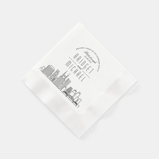 Liefde in Pittsburgh | Moderne Deco-stadshemelijn Servet (Hoek)