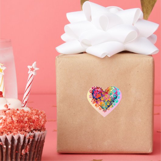 Liefde in Pixels: Happy Saint Valentijnsdag Hart Sticker (Feest)