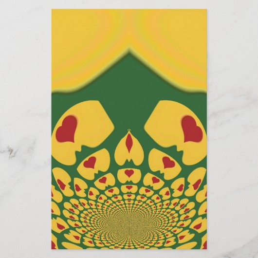 Liefde in Rasta Kleuren: Reggae Hearts Briefpapier (Voorkant)