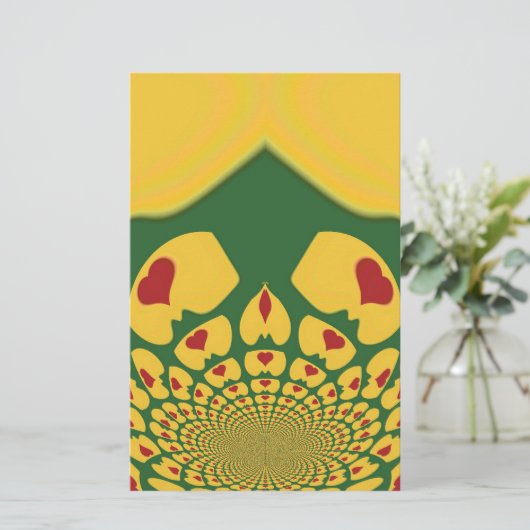 Liefde in Rasta Kleuren: Reggae Hearts Briefpapier (Staand voorkant)