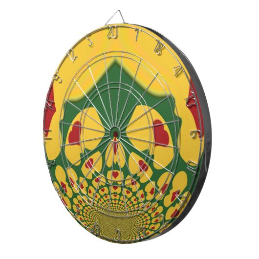 Liefde in Rasta Kleuren: Reggae Hearts Dartbord (Voorkant Rechts)