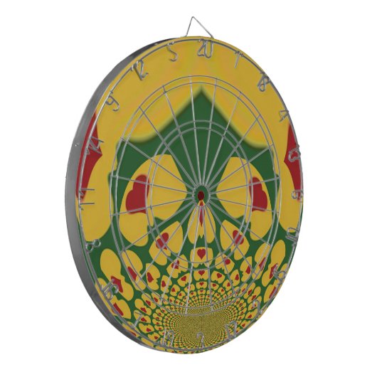 Liefde in Rasta Kleuren: Reggae Hearts Dartbord (Voorkant Links)