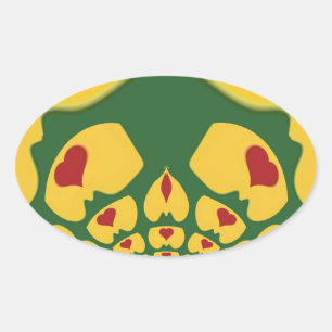 Liefde in Rasta Kleuren: Reggae Hearts Ovale Sticker