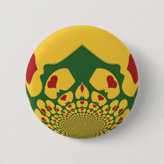 Liefde in Rasta Kleuren: Reggae Hearts Ronde Button 5,7 Cm (Voorkant)