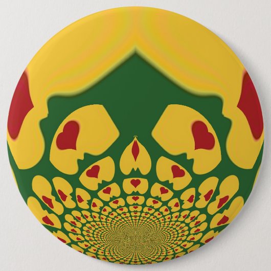 Liefde in Rasta Kleuren: Reggae Hearts Ronde Button 6,0 Cm (Voorkant)