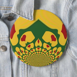 Liefde in Rasta Kleuren: Reggae Hearts Ronde Button 6,0 Cm