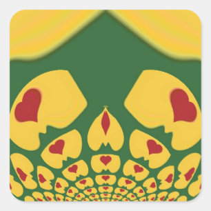 Liefde in Rasta Kleuren: Reggae Hearts Vierkante Sticker