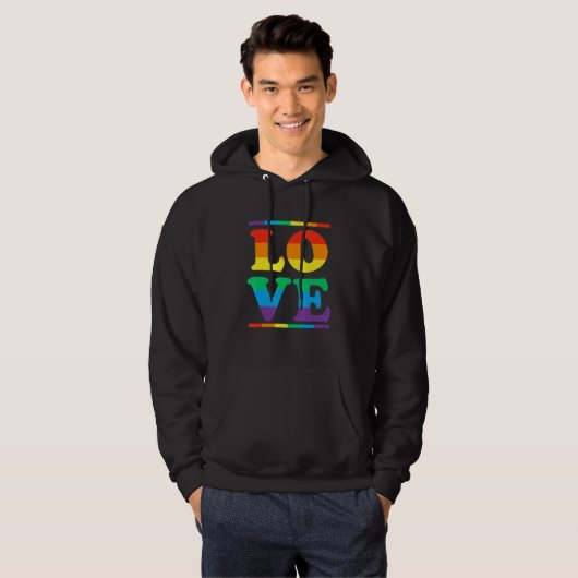 Liefde In Regenboog Vlag Kleuren LHBTQ Lesbisch Ga Hoodie (Voorkant volledig)