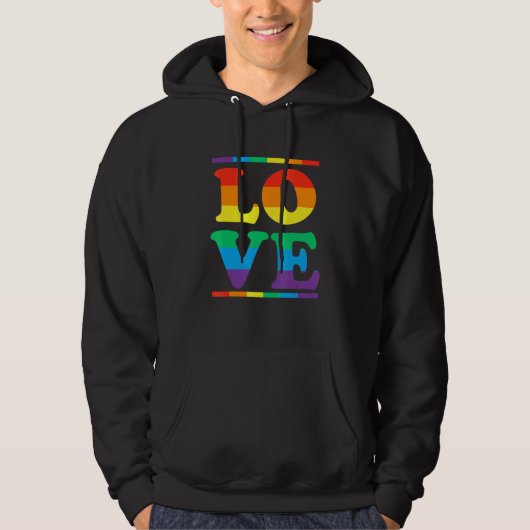 Liefde In Regenboog Vlag Kleuren LHBTQ Lesbisch Ga Hoodie (Voorkant)