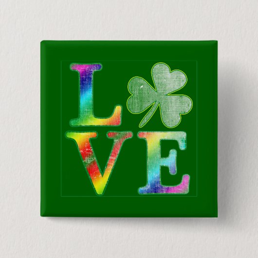 Liefde in regenboogkleuren met gedempte look vierkante button 5,1 cm (Voorkant)