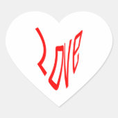 Liefde in Rode Letters Hart Sticker (Voorkant)