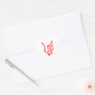Liefde in Rode Letters Hart Sticker