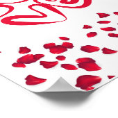 Liefde in rood met rode bloemblaadjes poster (Hoek)
