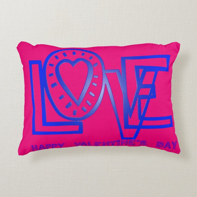 Liefde in roze blauw Valentijnse Accent Pillow Accent Kussen (Voorkant)