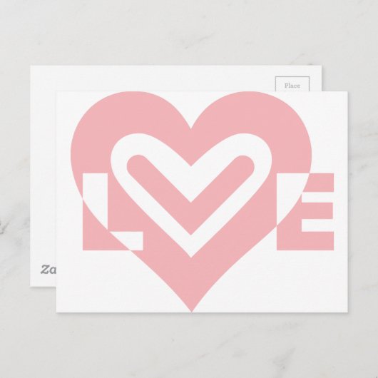 Liefde in roze briefkaart (Voorkant / Achterkant)