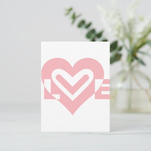 Liefde in roze briefkaart (Staand voorkant)