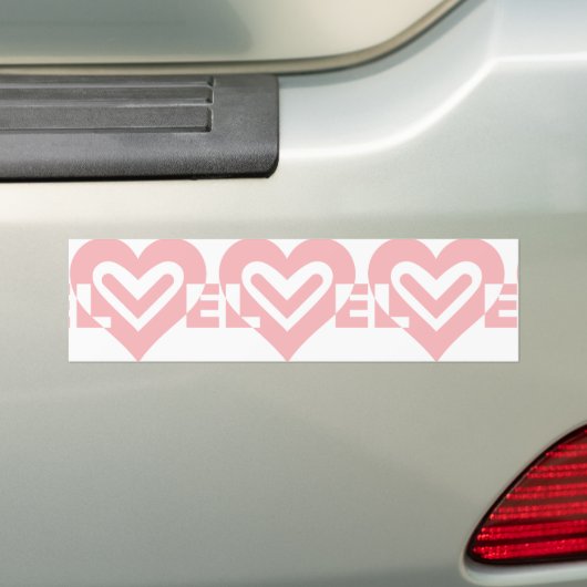 Liefde in roze bumpersticker (Op auto)