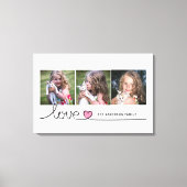 Liefde in Roze Hart Script Aangepaste Foto Collage Canvas Afdruk (Voorkant)