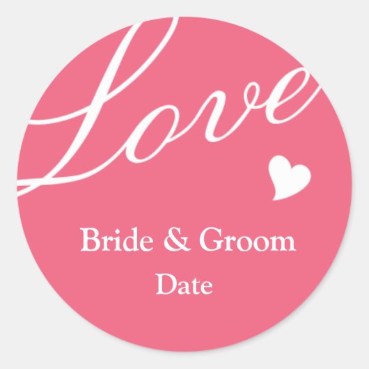 Liefde in roze ronde sticker (Voorkant)