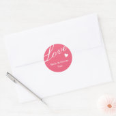 Liefde in roze ronde sticker (Envelop)