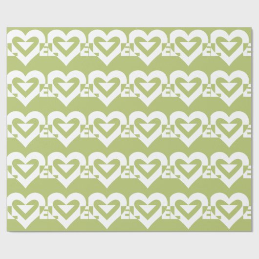 Liefde in Sage Green Cadeaupapier (Vlak)
