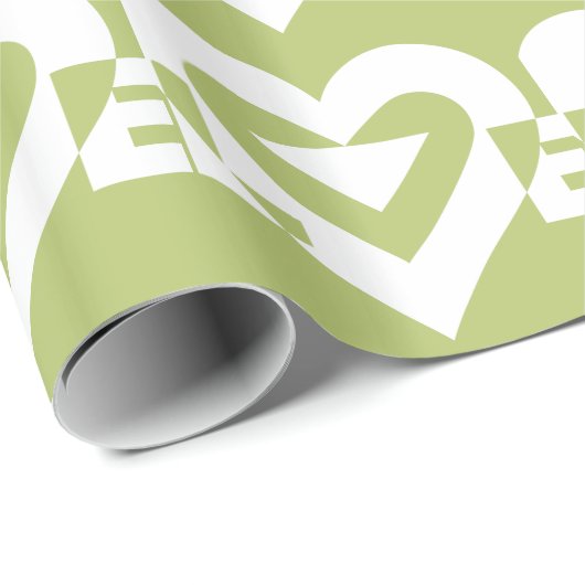 Liefde in Sage Green Cadeaupapier (Rol Hoek)