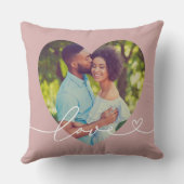 Liefde in schrift Roze Roze Hartvormige Foto Kussen (Achterkant)