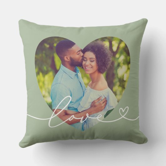 Liefde in Script Groene Aangepaste Hartvormige Fot Kussen (Achterkant)